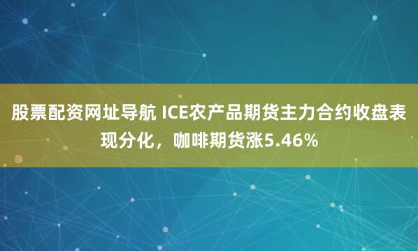 股票配资网址导航 ICE农产品期货主力合约收盘表现分化，咖啡期货涨5.46%